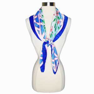 Vintage Carlton Varney Multi-Signed Multi-Color Floral Satin Scarf